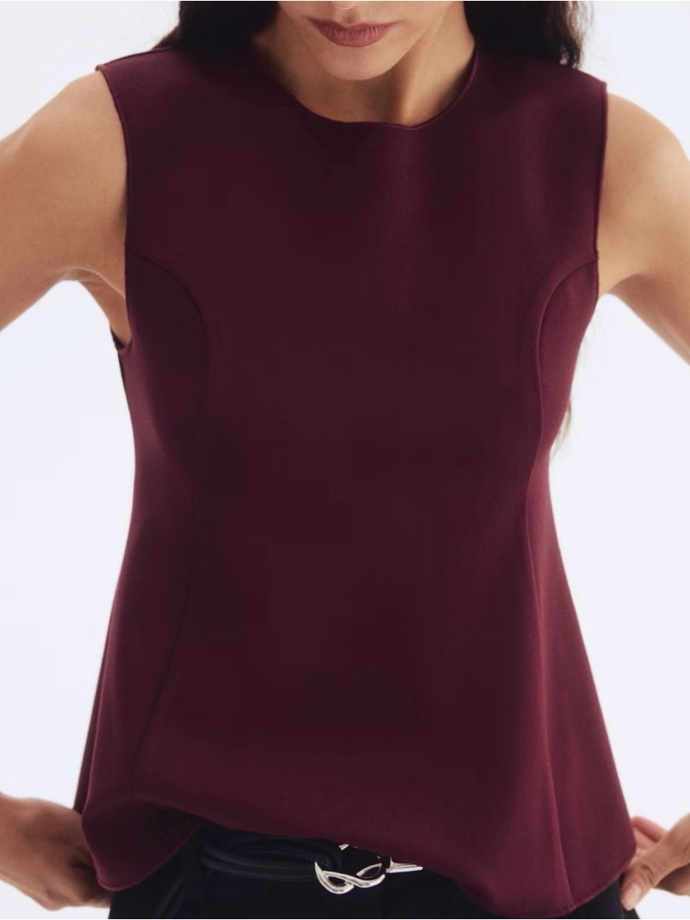 H&M Sleeveless Shell Top in Burgundy